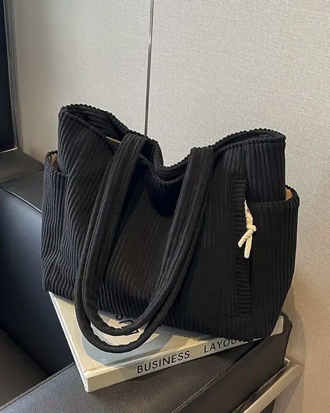 Éloïse™ | Sac fourre-tout côtelé avec cordon décoratif