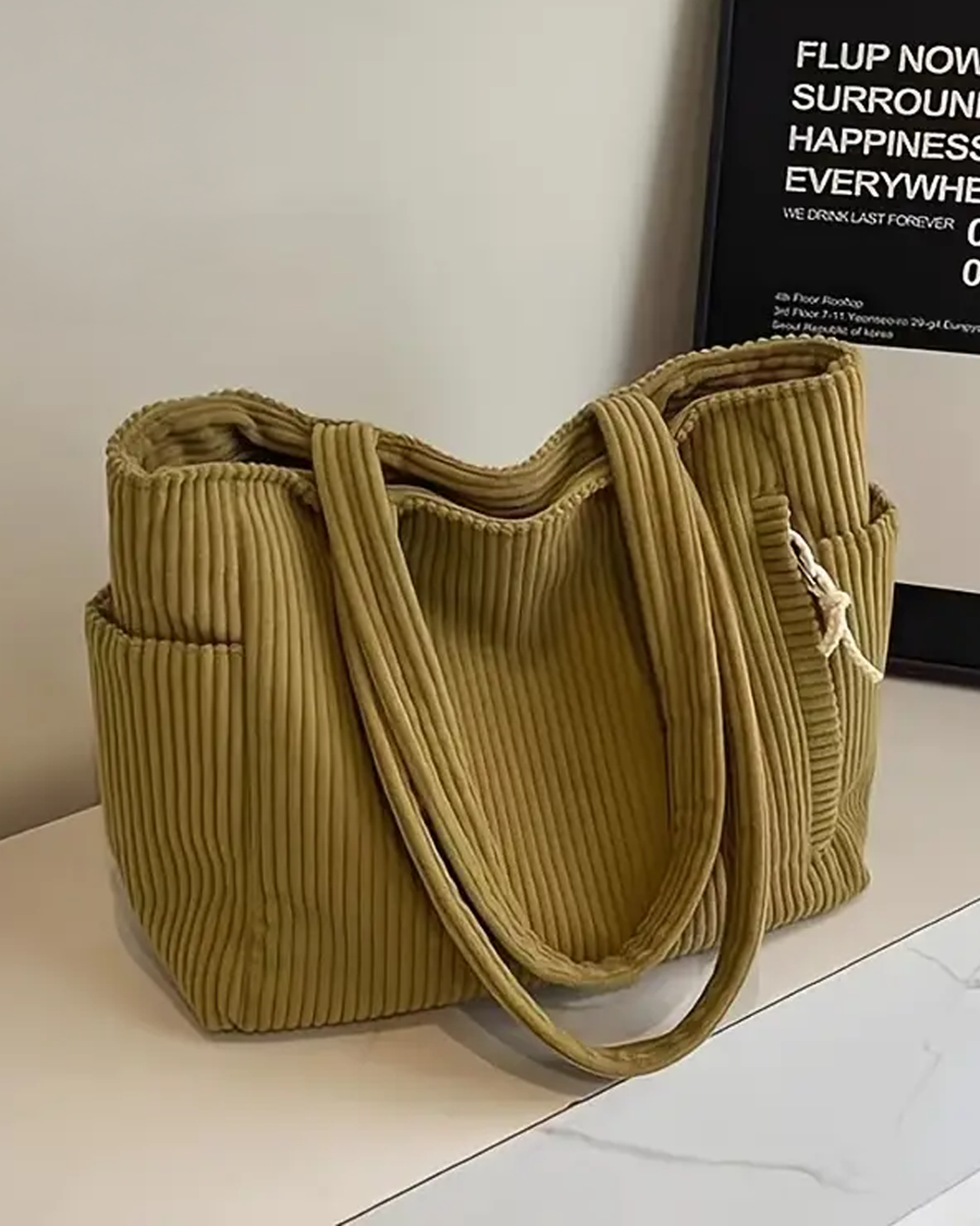 Éloïse™ | Sac fourre-tout côtelé avec cordon décoratif