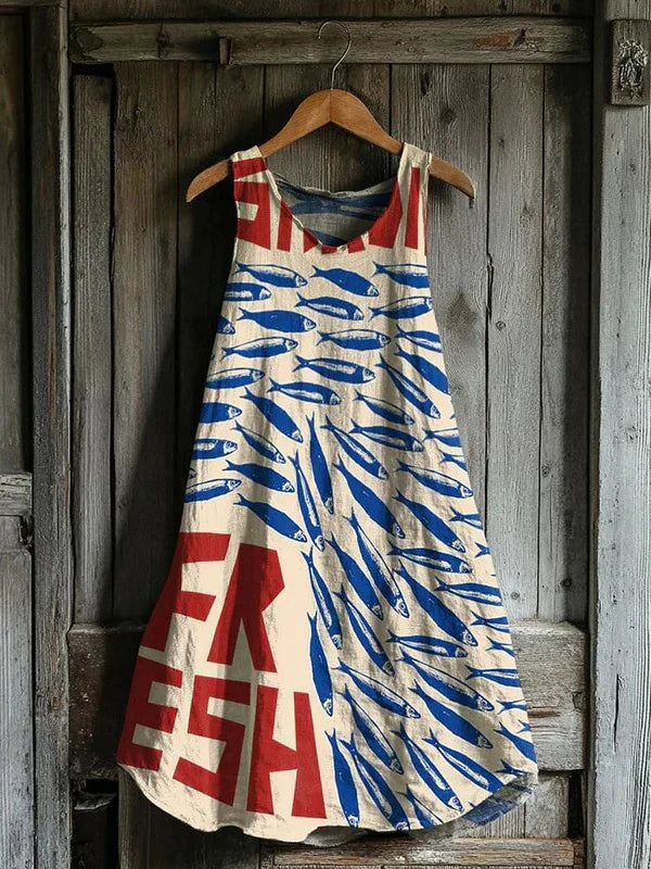 Marinette – Robe motif sardines