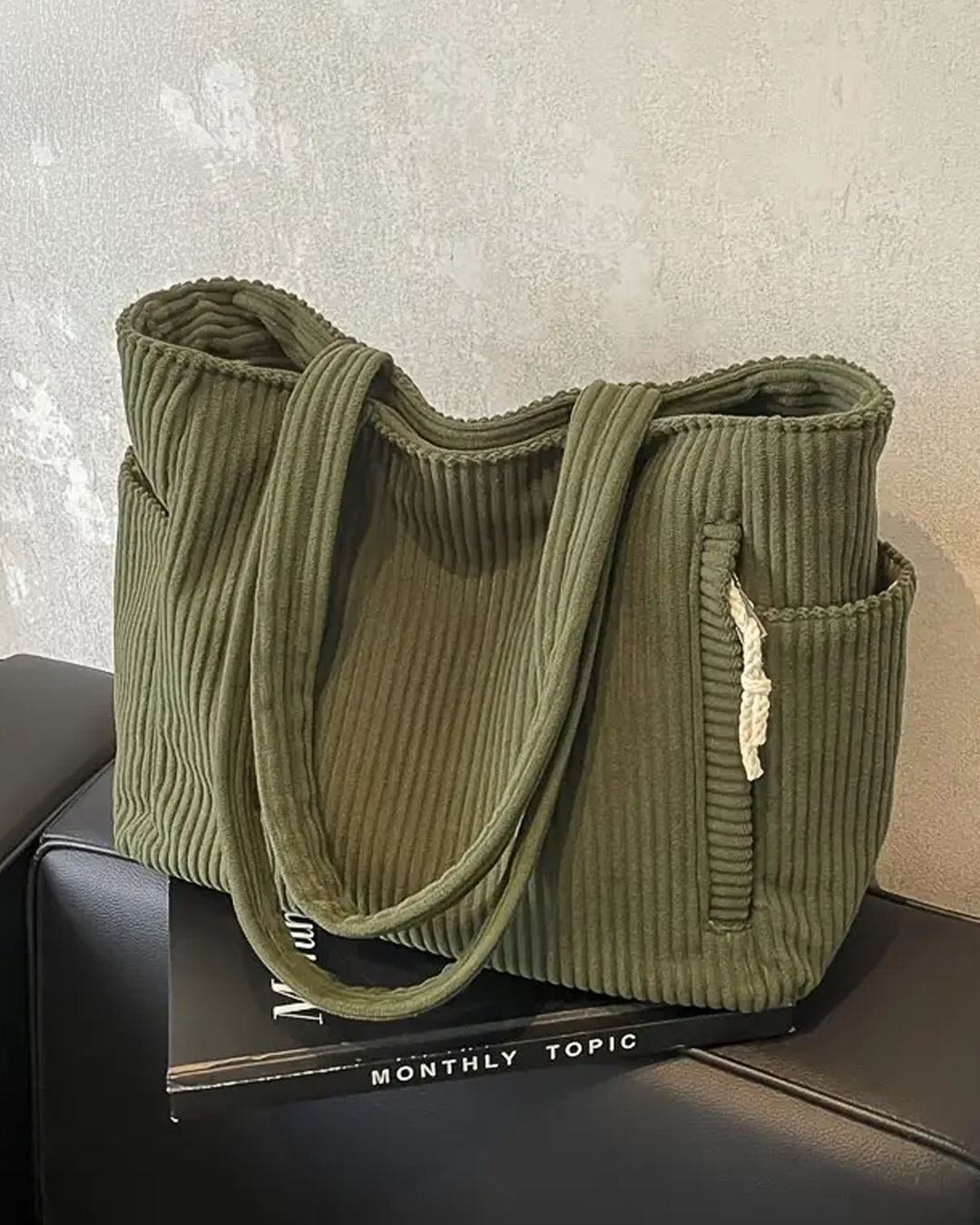 Éloïse™ | Sac fourre-tout côtelé avec cordon décoratif