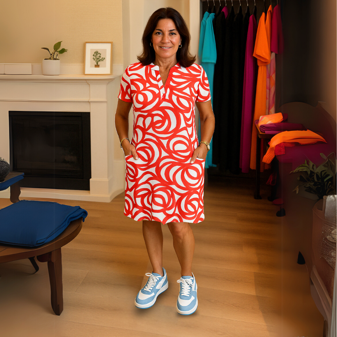 Monique™ | Robe imprimée à col en V – Confiance et charme en un clin d’œil