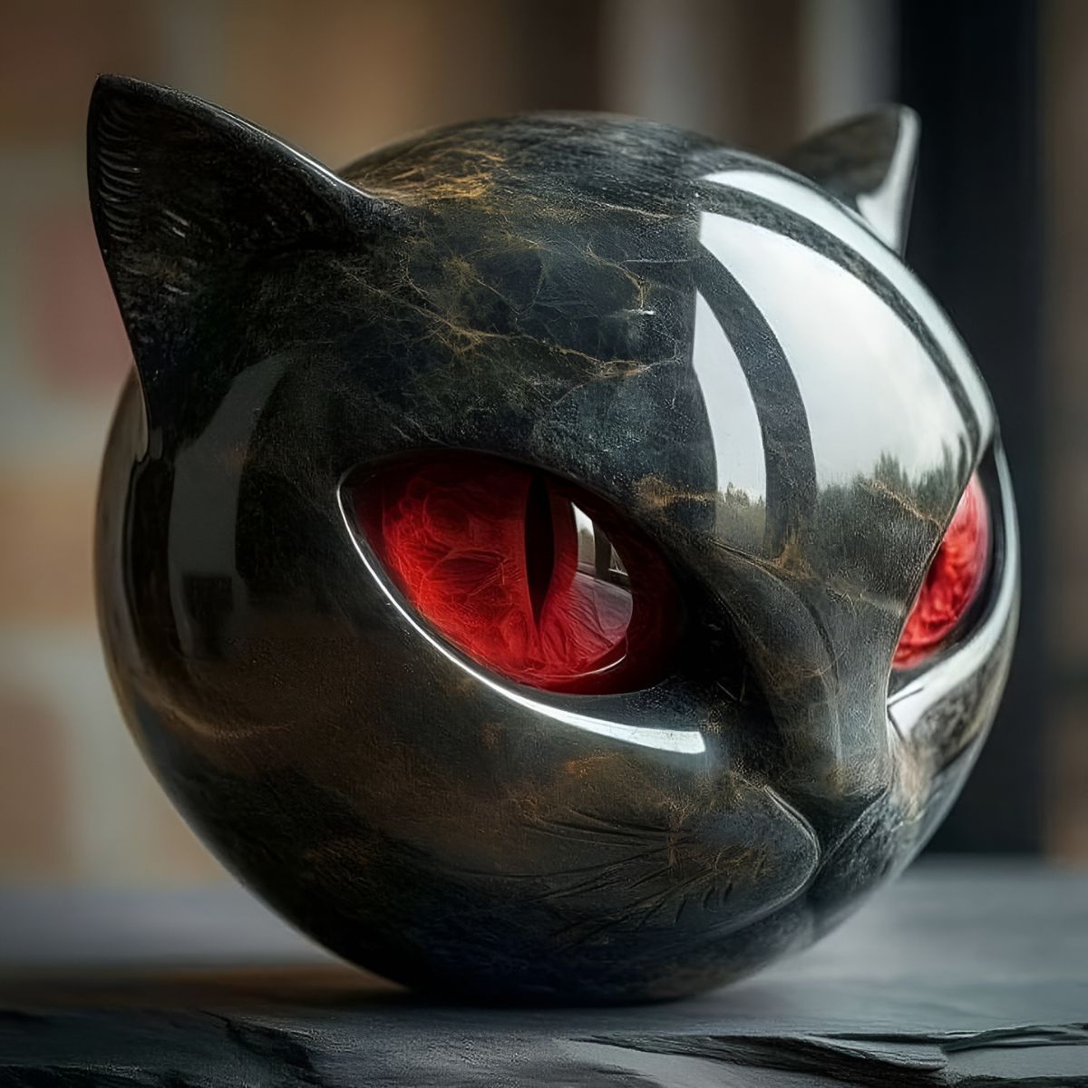 Noiraude™ | Sculpture de Chat Noir en Pierre