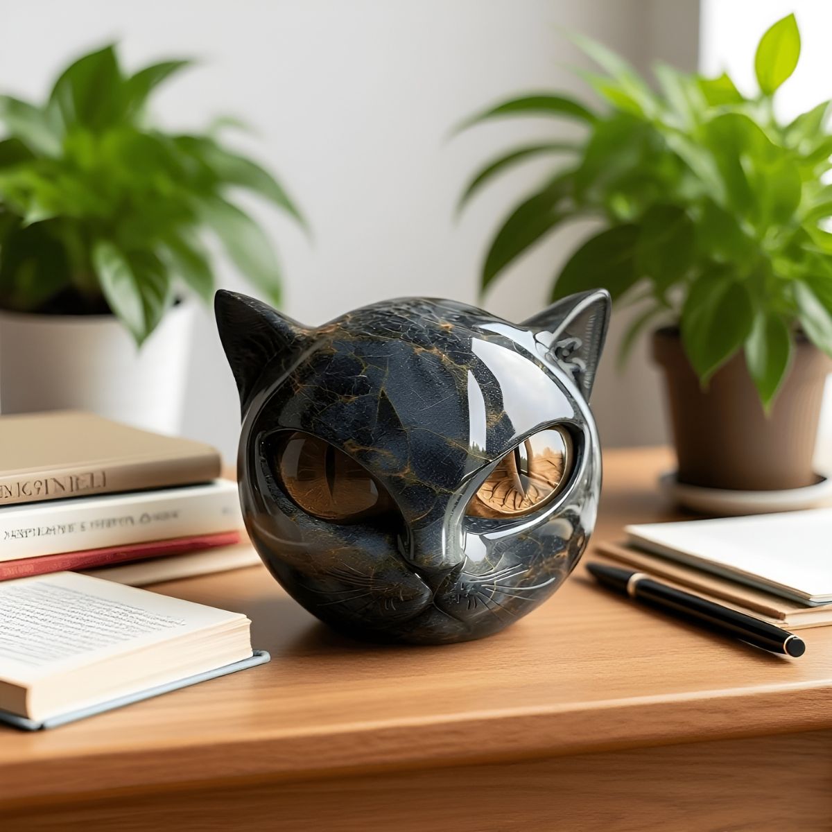 Noiraude™ | Sculpture de Chat Noir en Pierre