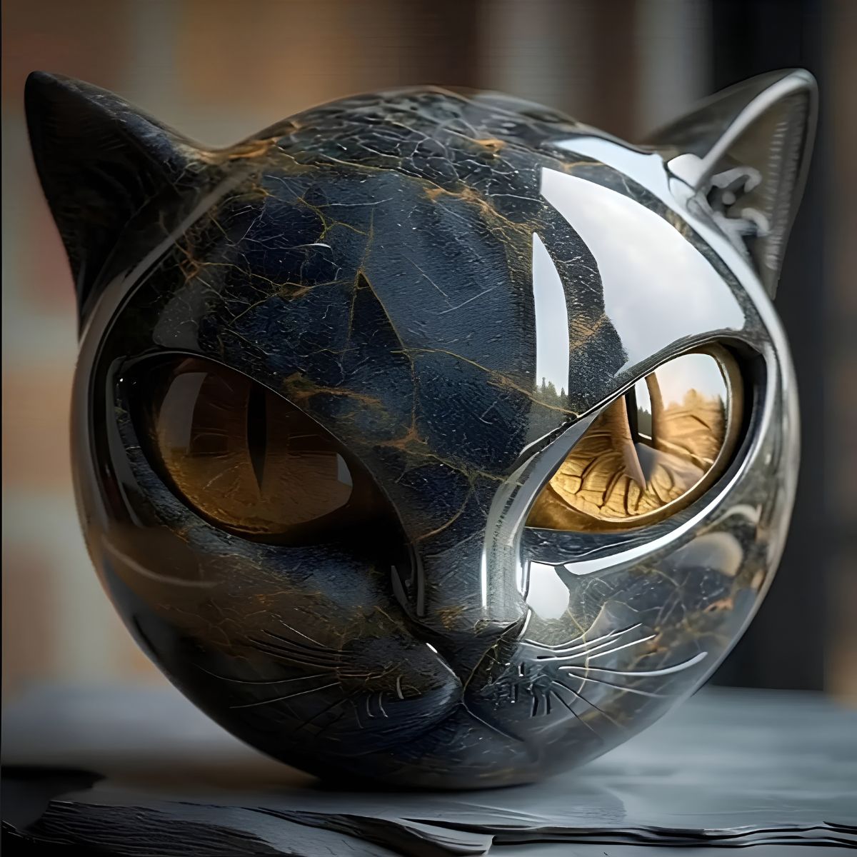Noiraude™ | Sculpture de Chat Noir en Pierre