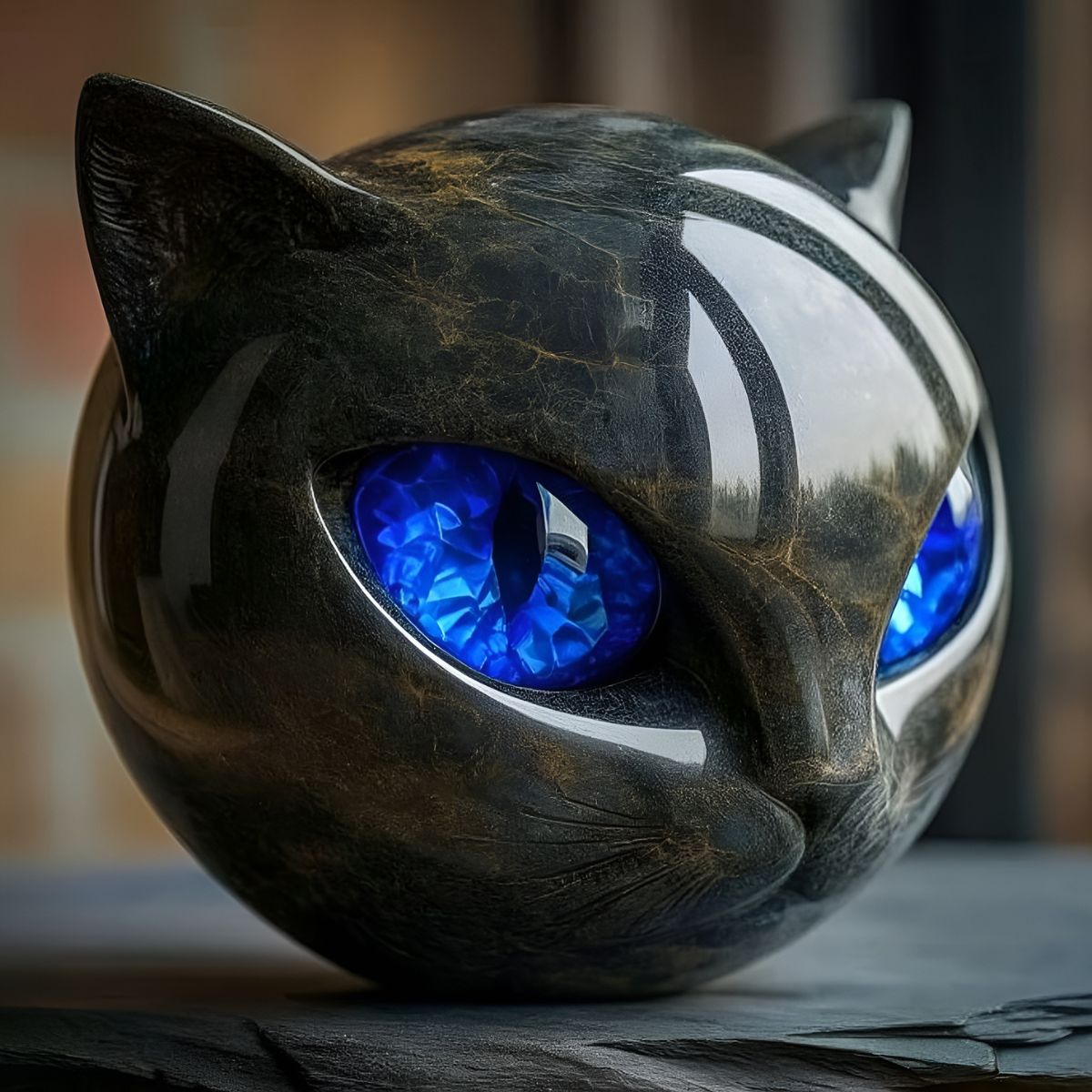 Noiraude™ | Sculpture de Chat Noir en Pierre