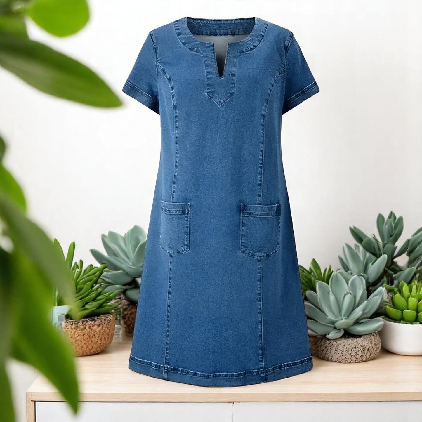 Julia™ | Robe en denim doux avec poches avant