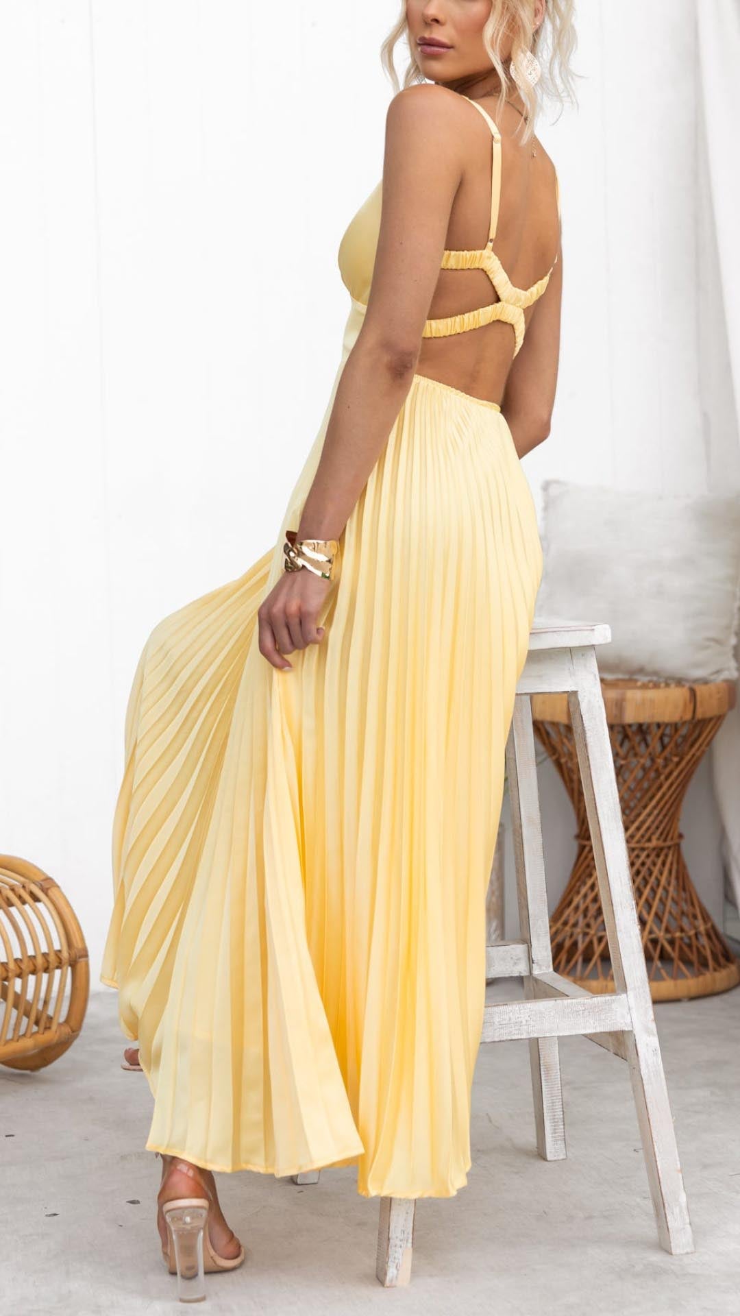 Aby - Élégante Robe Maxi Plissée