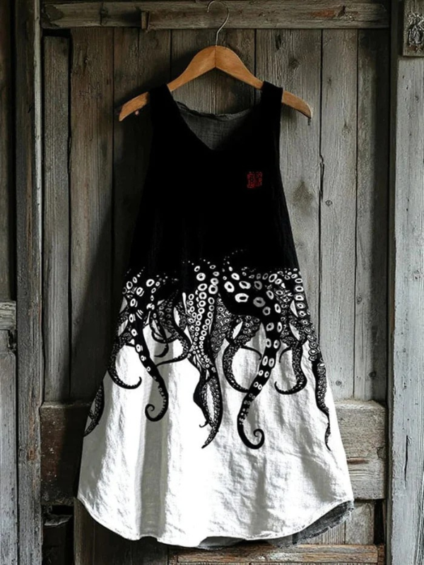 Sélène – Robe motif pieuvre