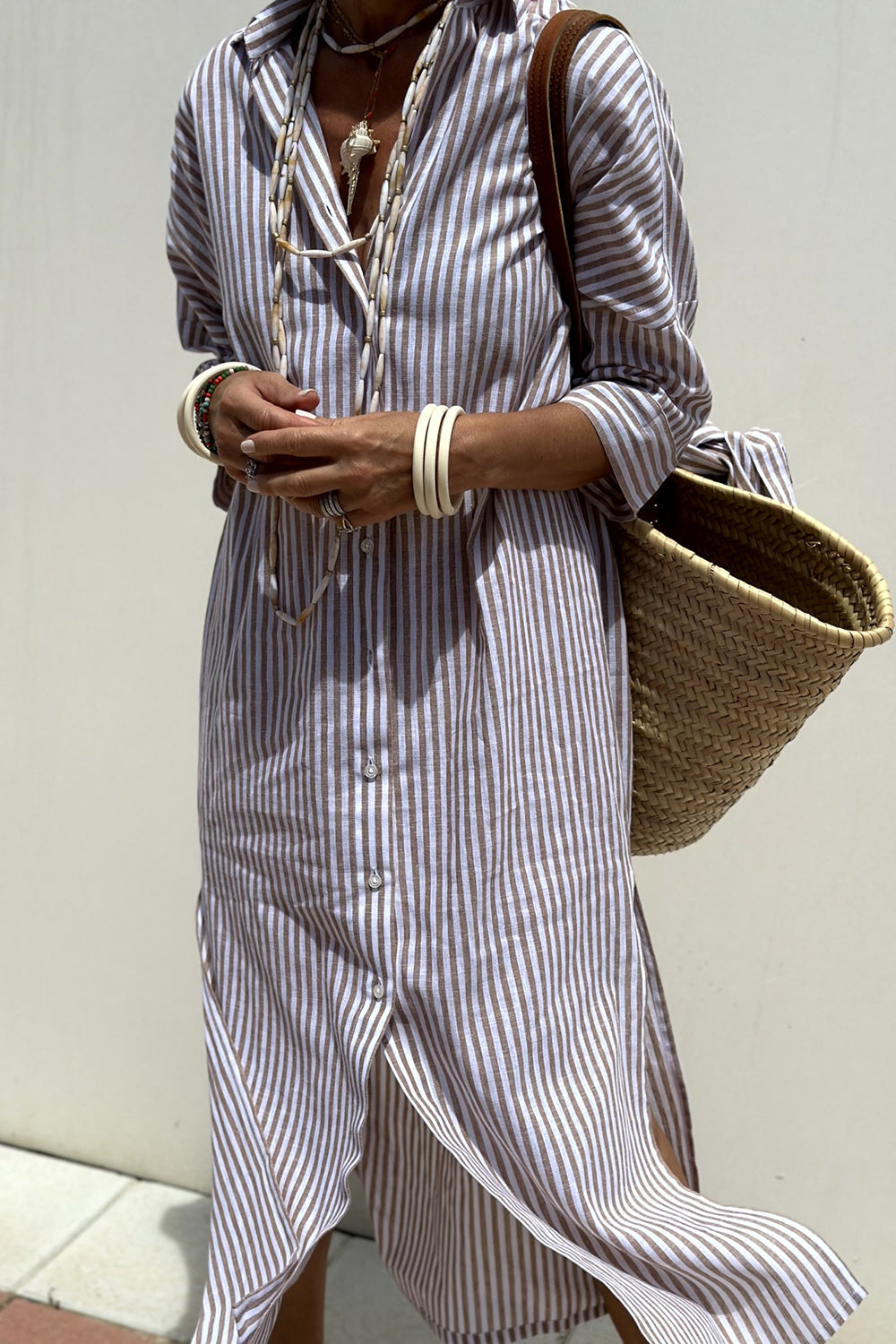 Élodie™ | Robe chemise élégante à rayures