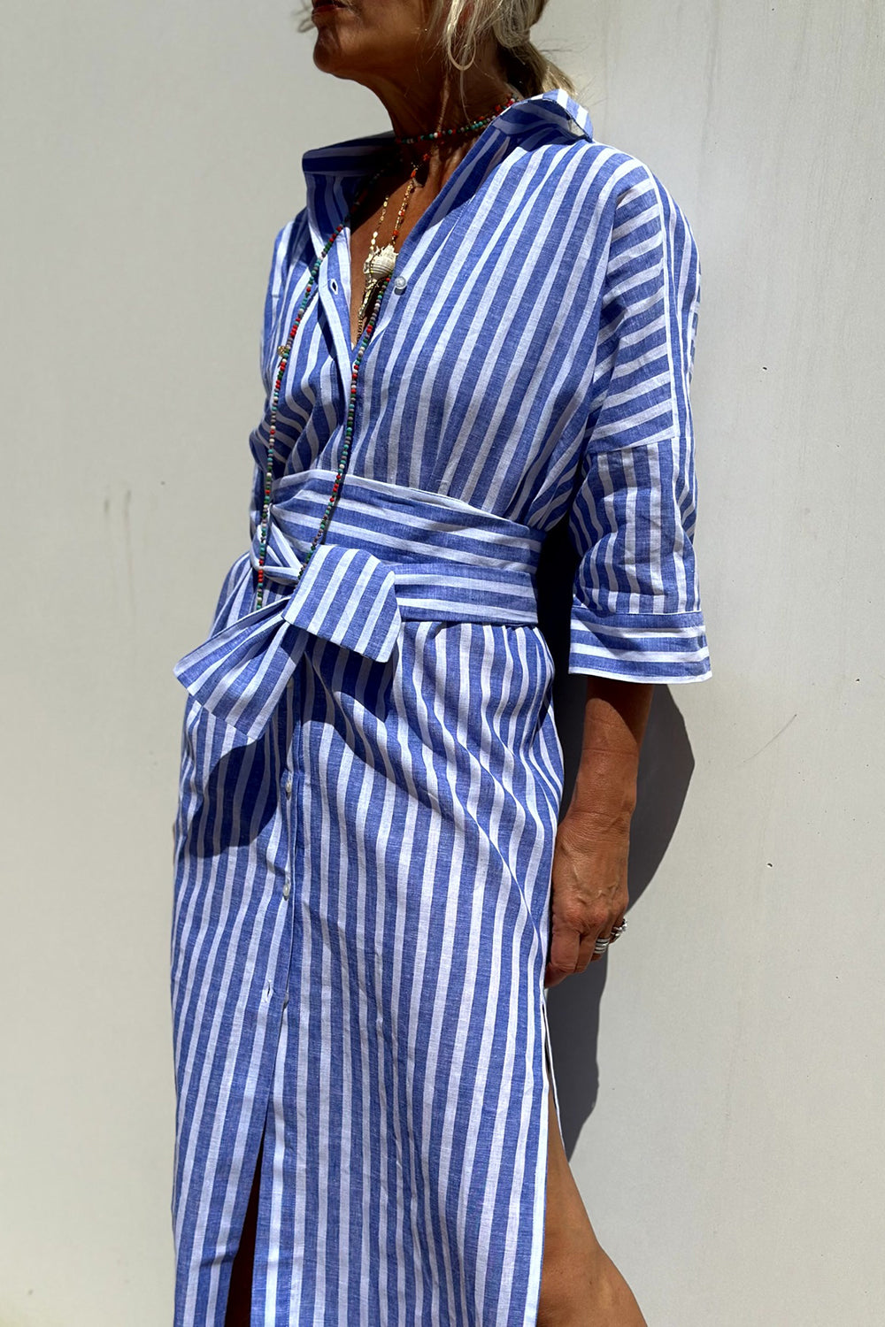 Élodie™ | Robe chemise élégante à rayures