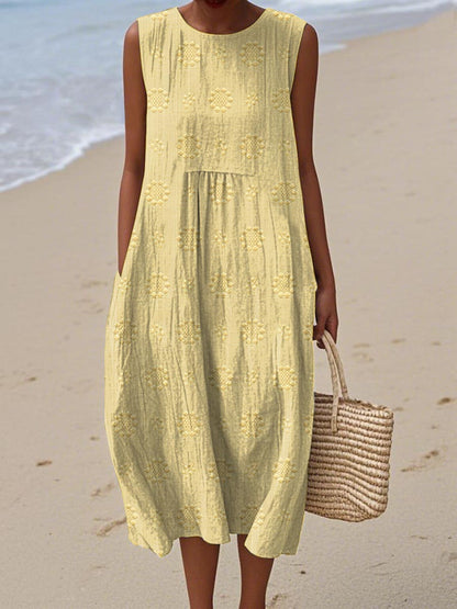 Élodie – Robe Élégante en Coton Sans Manches avec Poches