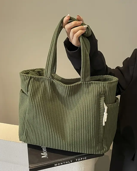 Éloïse™ | Sac fourre-tout côtelé avec cordon décoratif
