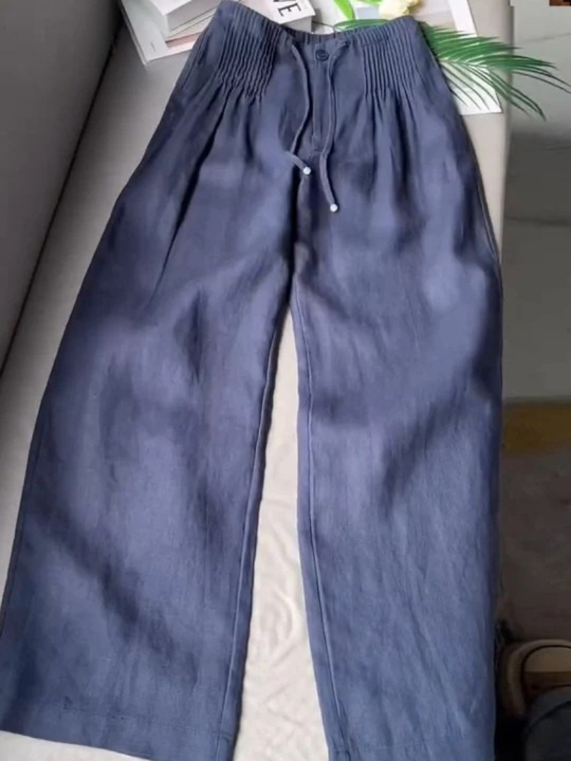 Camille – Pantalon ample en mélange coton et lin