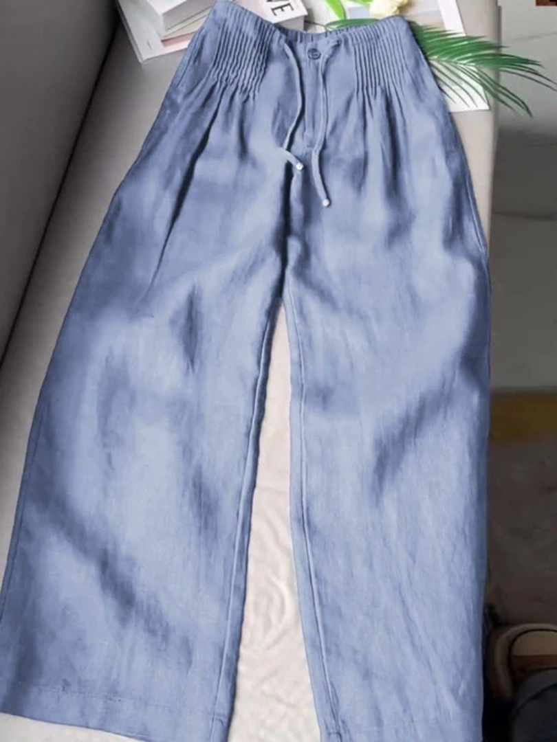 Camille – Pantalon ample en mélange coton et lin