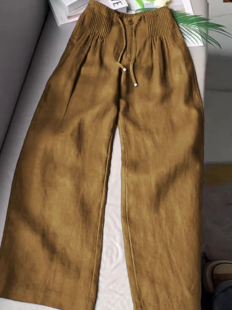 Camille – Pantalon ample en mélange coton et lin