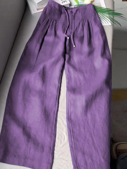 Camille – Pantalon ample en mélange coton et lin