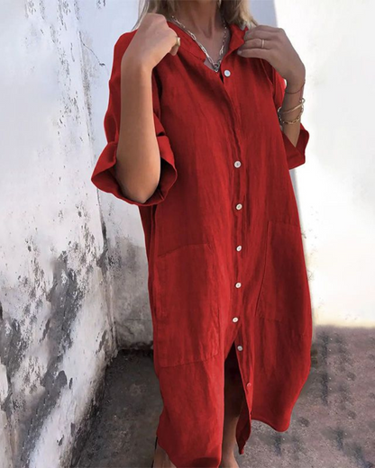 Melanie - Robe Chemise Décontractée Style Ibiza