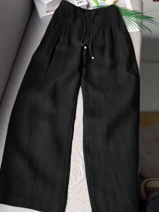Camille – Pantalon ample en mélange coton et lin