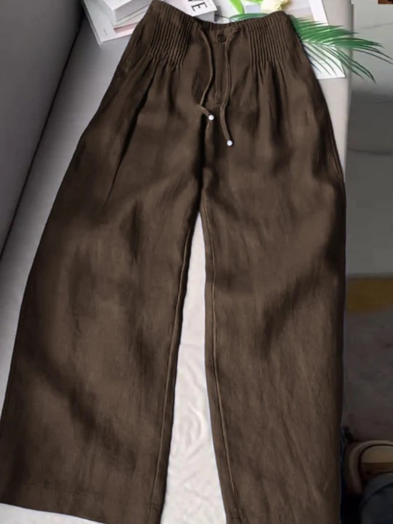 Camille – Pantalon ample en mélange coton et lin