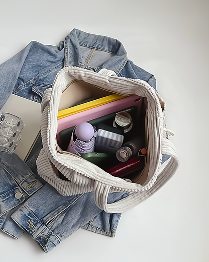 Éloïse™ | Sac fourre-tout côtelé avec cordon décoratif