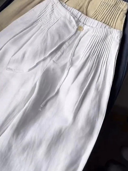 Camille – Pantalon ample en mélange coton et lin