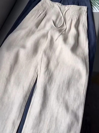 Camille – Pantalon ample en mélange coton et lin