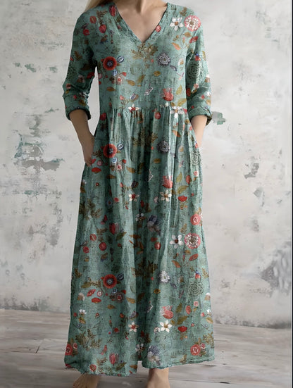 Celestine | Maxi jurk met vintage bloemenprint