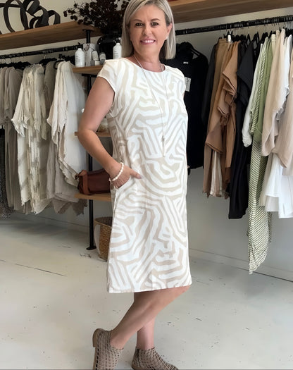 Nelia™ - Robe d'été à col rond et joli imprimé