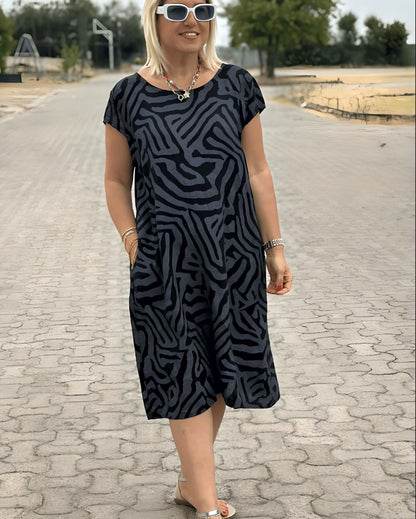 Nelia™ - Robe d'été à col rond et joli imprimé