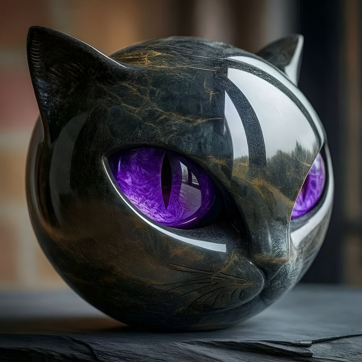 Noiraude™  | Sculpture de Chat Noir en Pierre