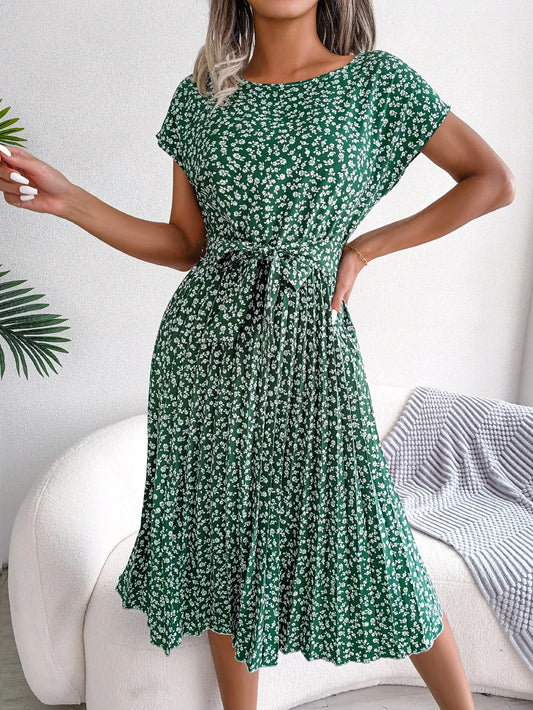 Émilie™ | Robe fleurie élégante à taille haute