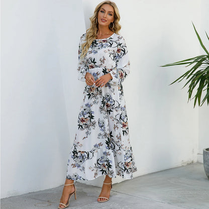 Camille™ | Robe longue bohème en chiffon – Taille haute