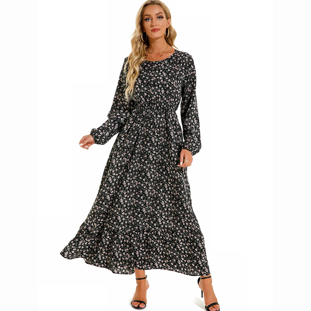 Camille™ | Robe longue bohème en chiffon – Taille haute