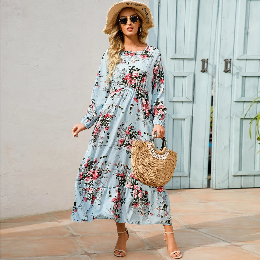 Camille™ | Robe longue bohème en chiffon – Taille haute