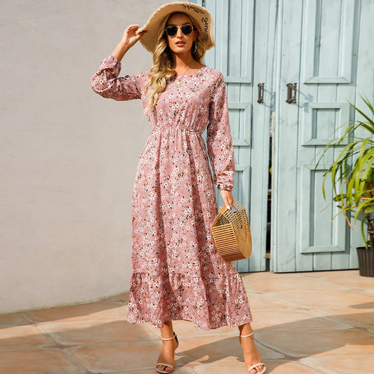 Camille™ | Robe longue bohème en chiffon – Taille haute