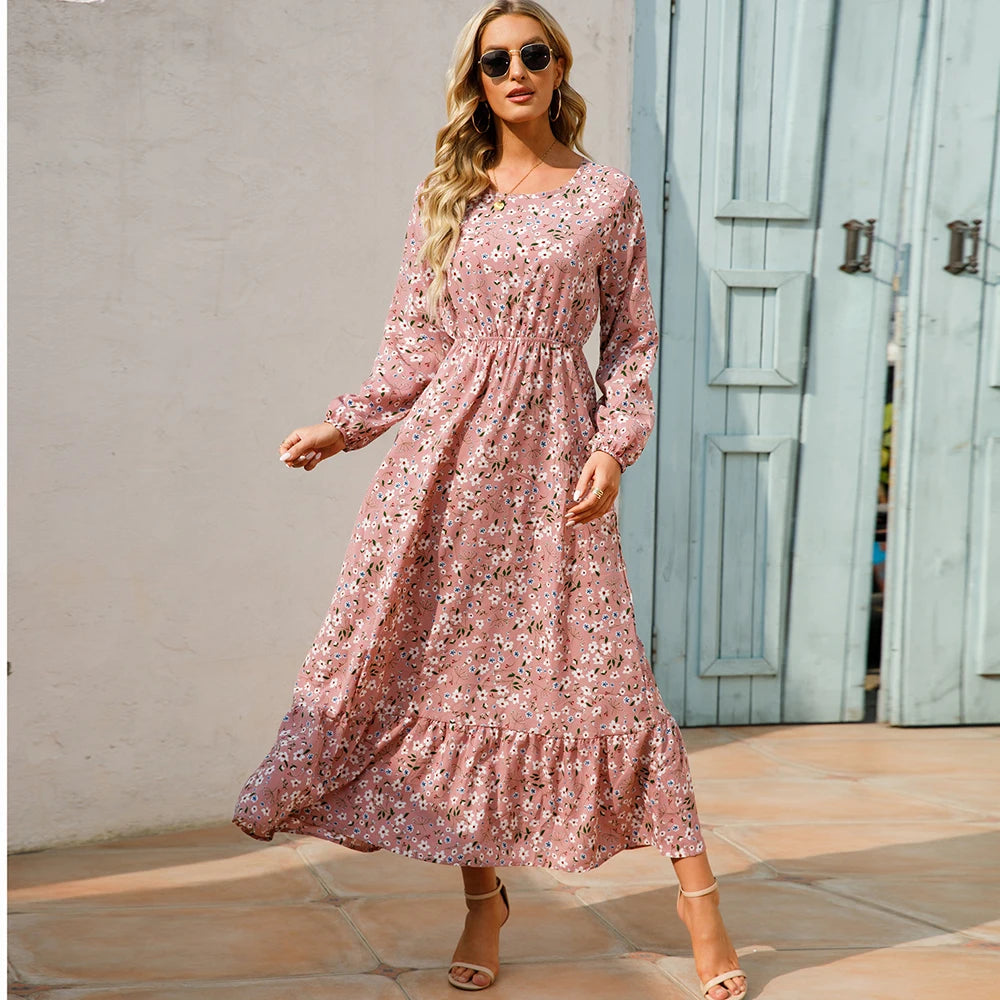 Camille™ | Robe longue bohème en chiffon – Taille haute