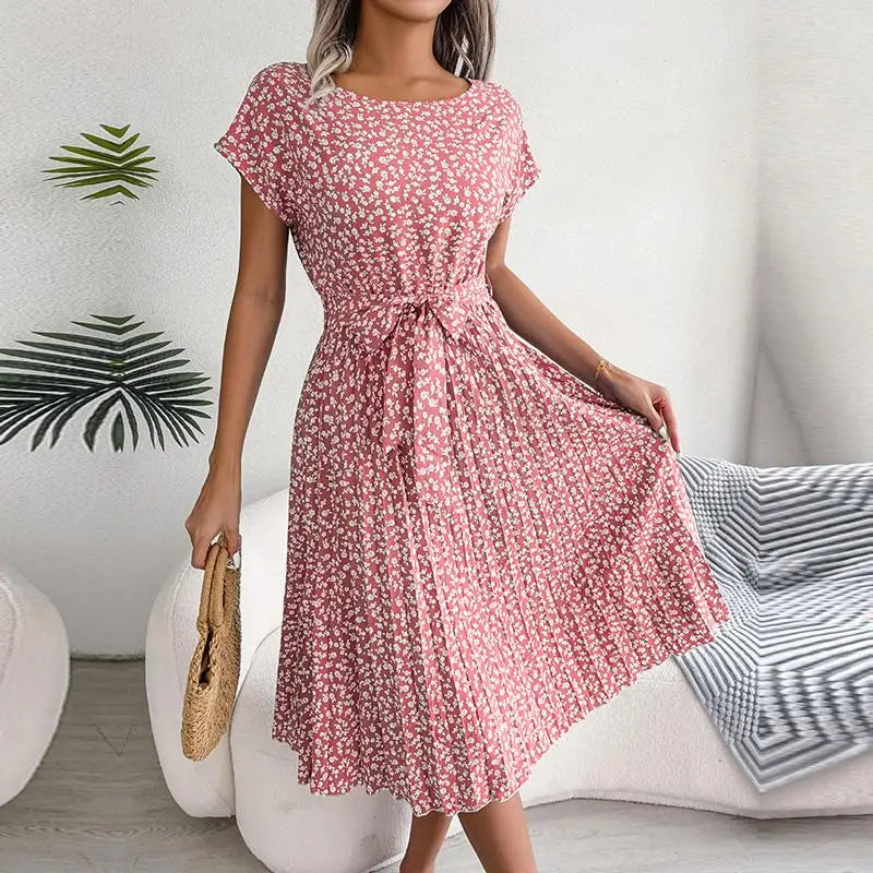 Émilie™ | Robe fleurie élégante à taille haute