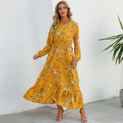 Camille™ | Robe longue bohème en chiffon – Taille haute