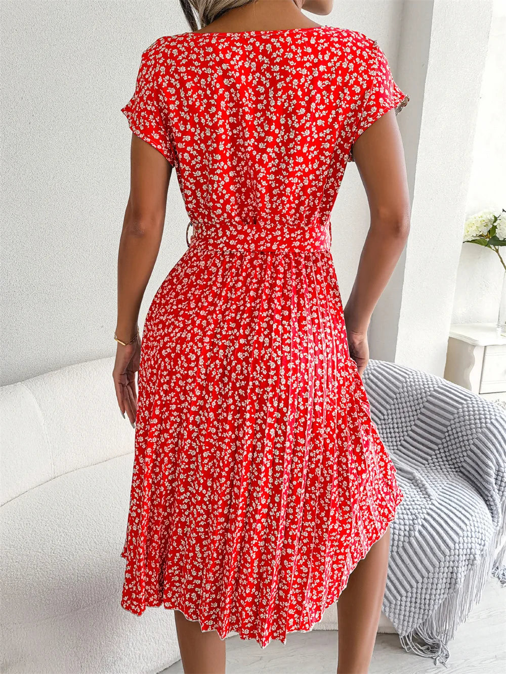 Émilie™ | Robe fleurie élégante à taille haute
