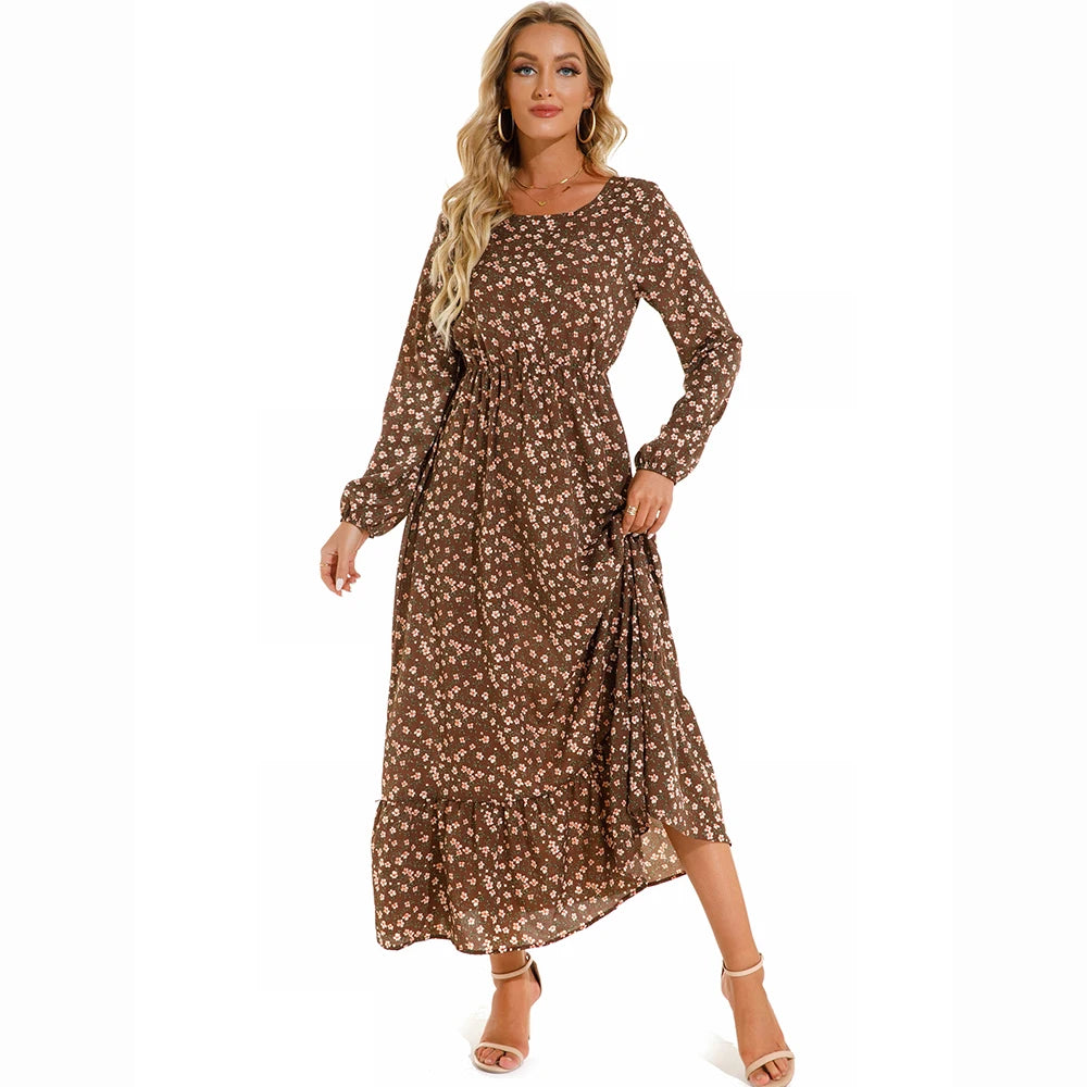 Camille™ | Robe longue bohème en chiffon – Taille haute