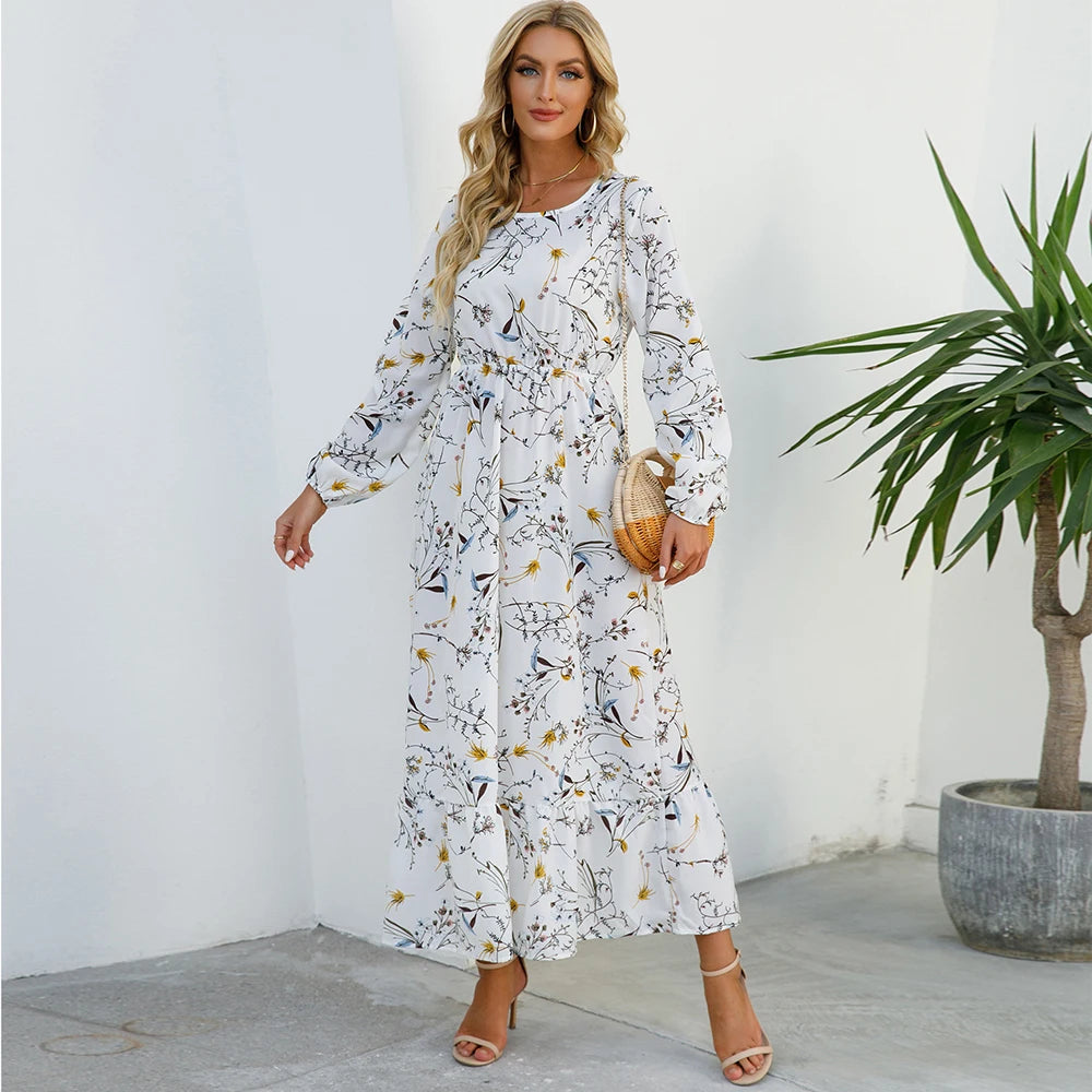 Camille™ | Robe longue bohème en chiffon – Taille haute