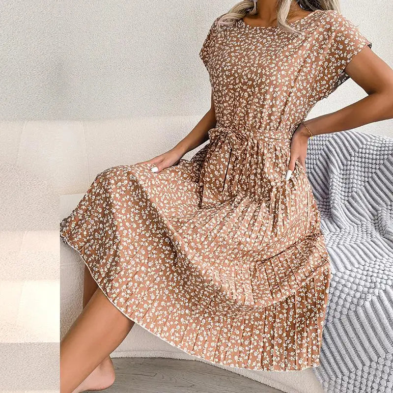 Émilie™ | Robe fleurie élégante à taille haute