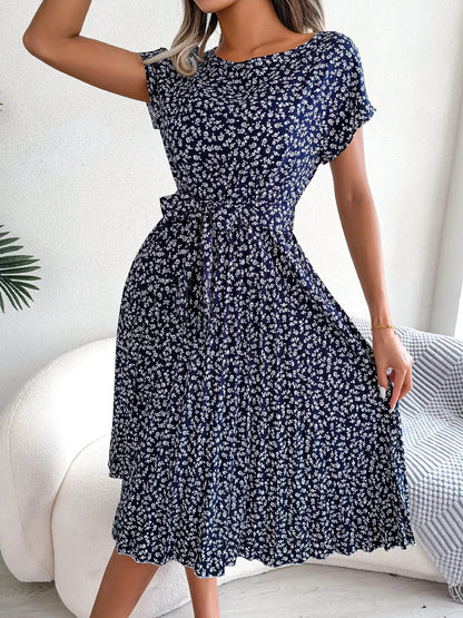 Émilie™ | Robe fleurie élégante à taille haute