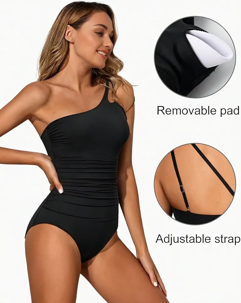Élodie™ | Maillot Gainant Asymétrique – Silhouette Affinée, Confiance Assurée